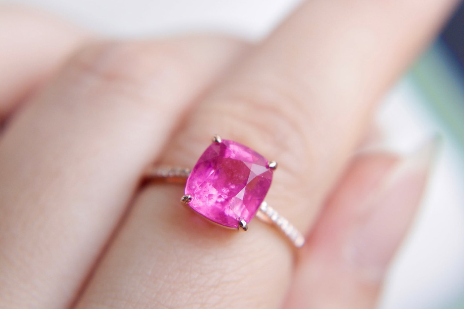 18K Gold Natural Tourmaline Ring - 8