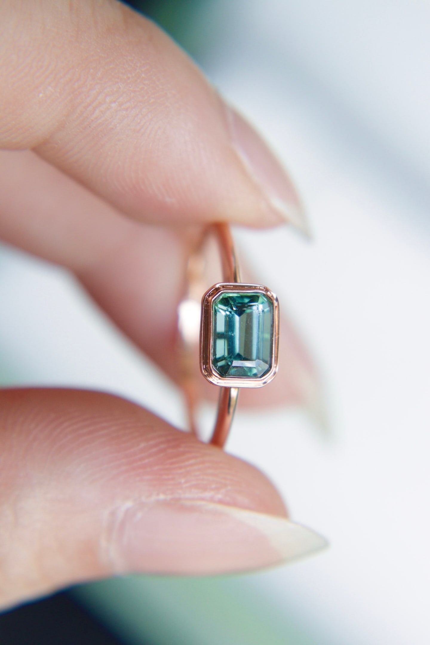 18K Gold Natural Tourmaline Ring - 9