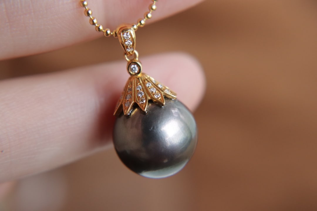 18K Gold Natural Pearl Pendant - 4