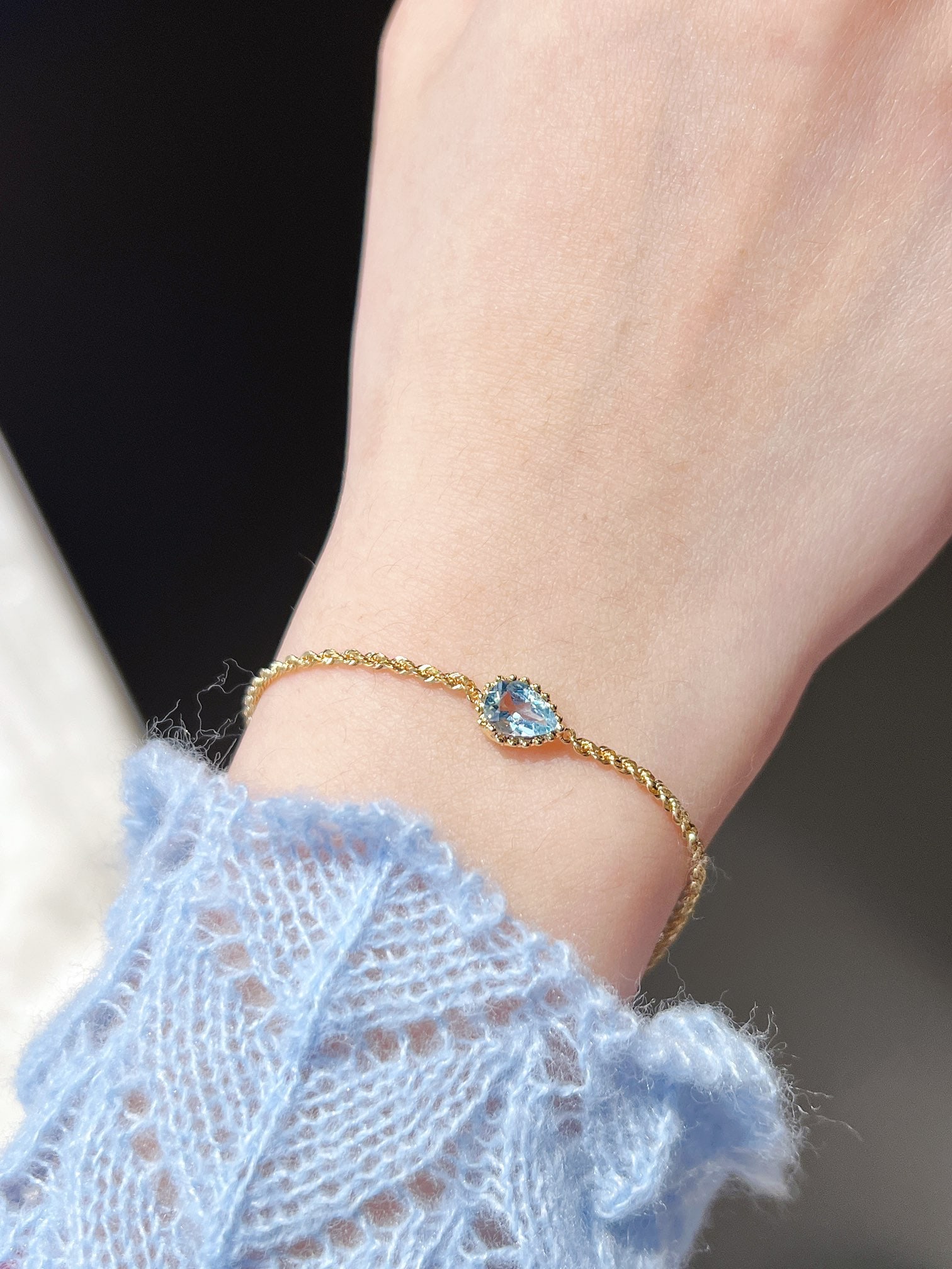 18K Natural Aquamarine Bracelet - 3