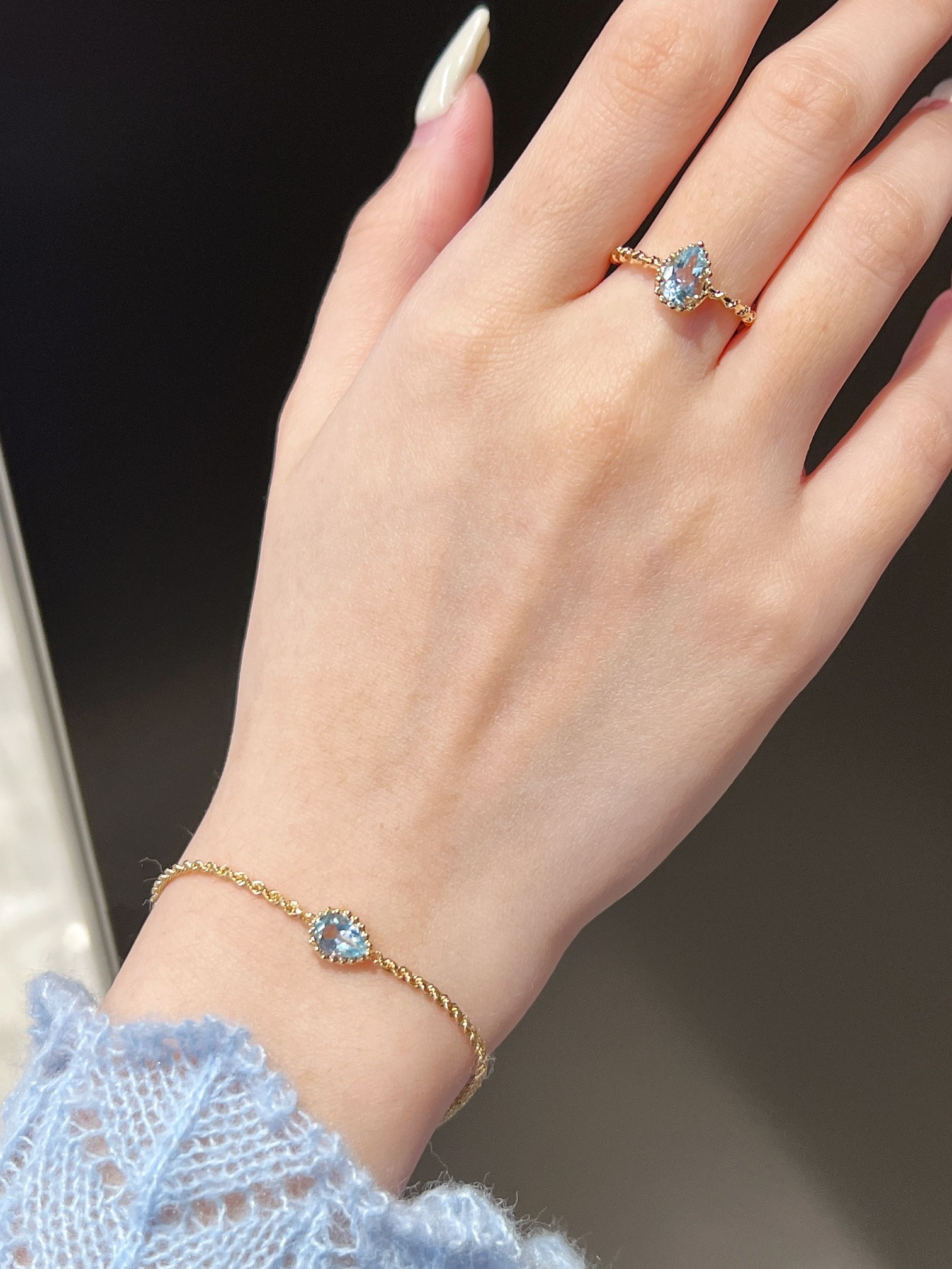 18K Natural Aquamarine Bracelet - 4