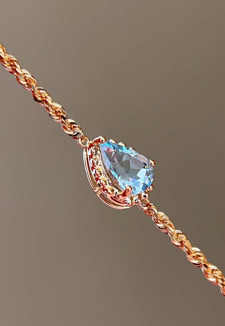 18K Natural Aquamarine Bracelet - 7