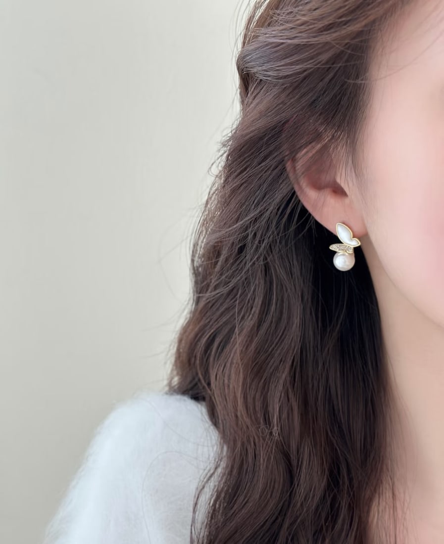 18K Gold Natural Akoya Sea Pearl Earrings - 2