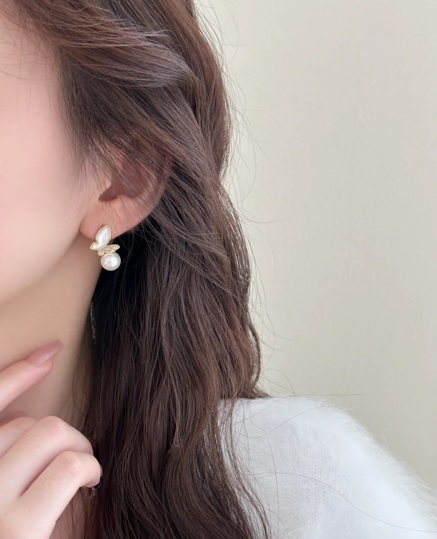 18K Gold Natural Akoya Sea Pearl Earrings - 3