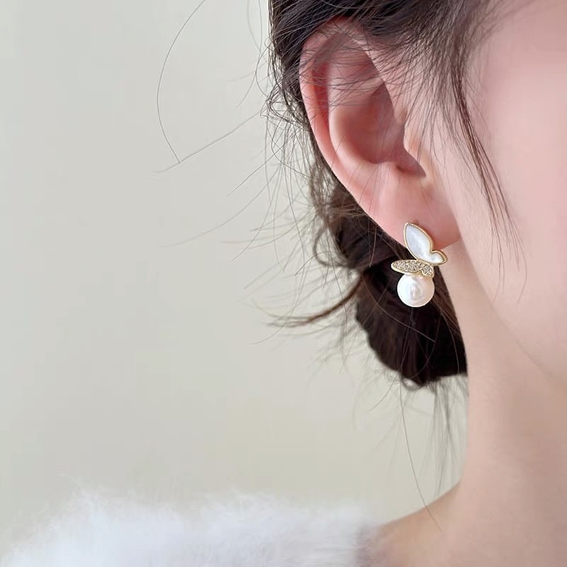 18K Gold Natural Akoya Sea Pearl Earrings - 5