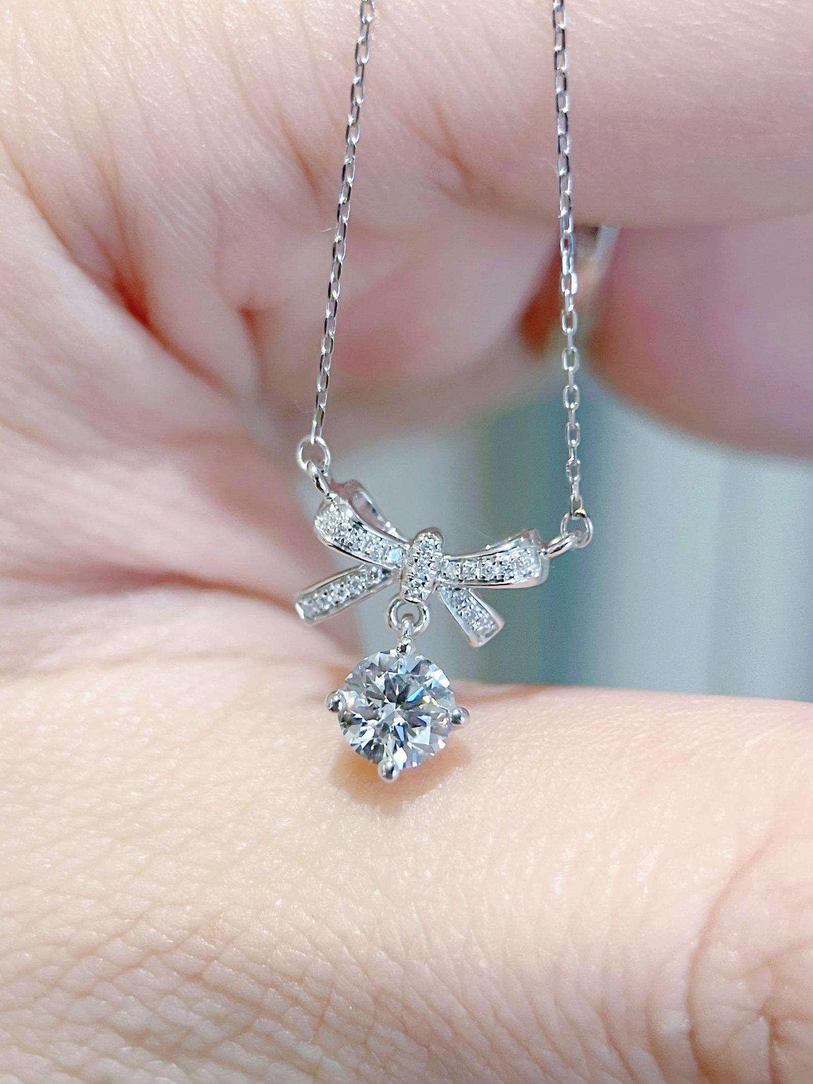 18K Gold Natural Cultured Diamond Necklace - 2