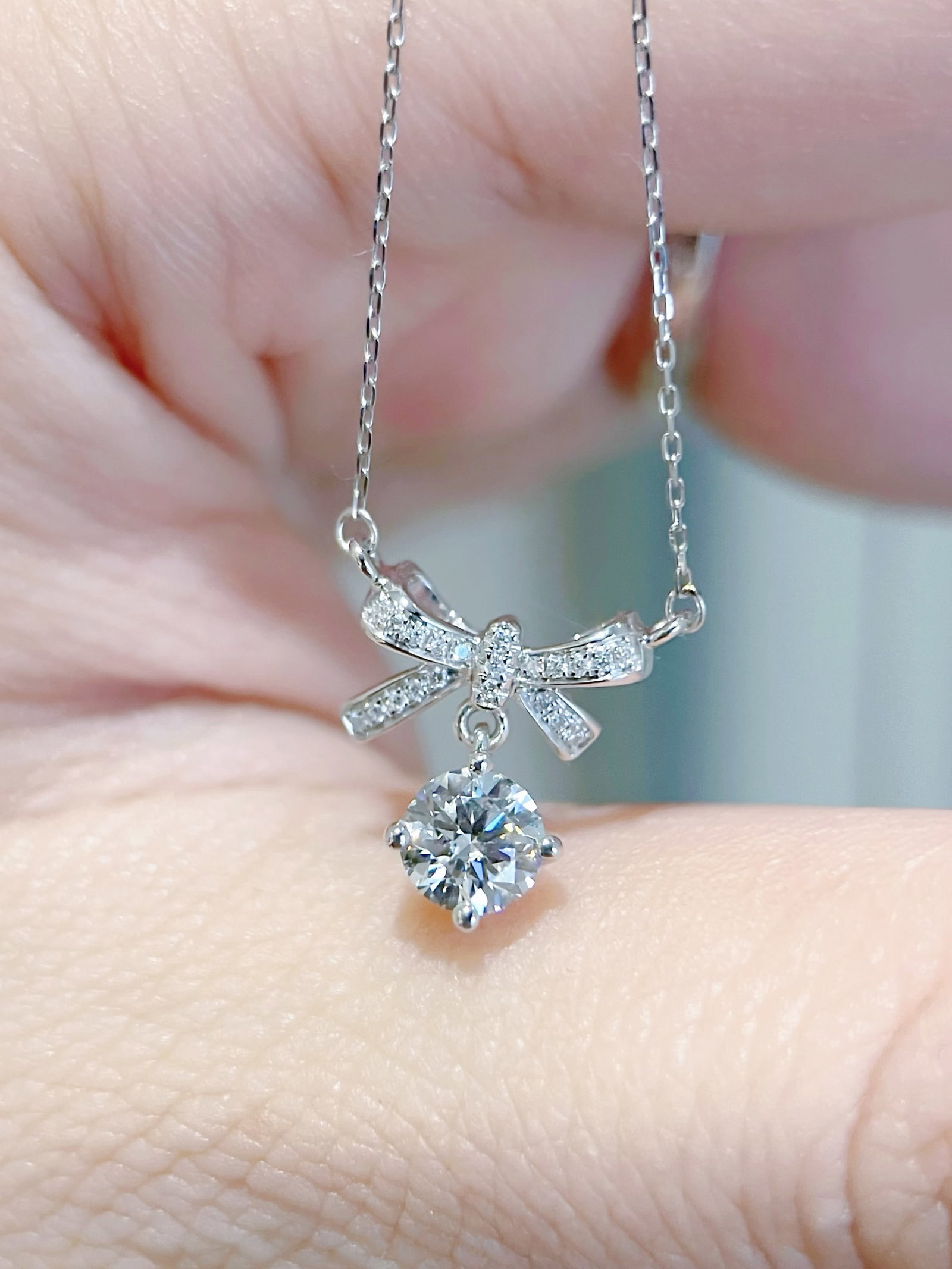 18K Gold Natural Cultured Diamond Necklace - 3