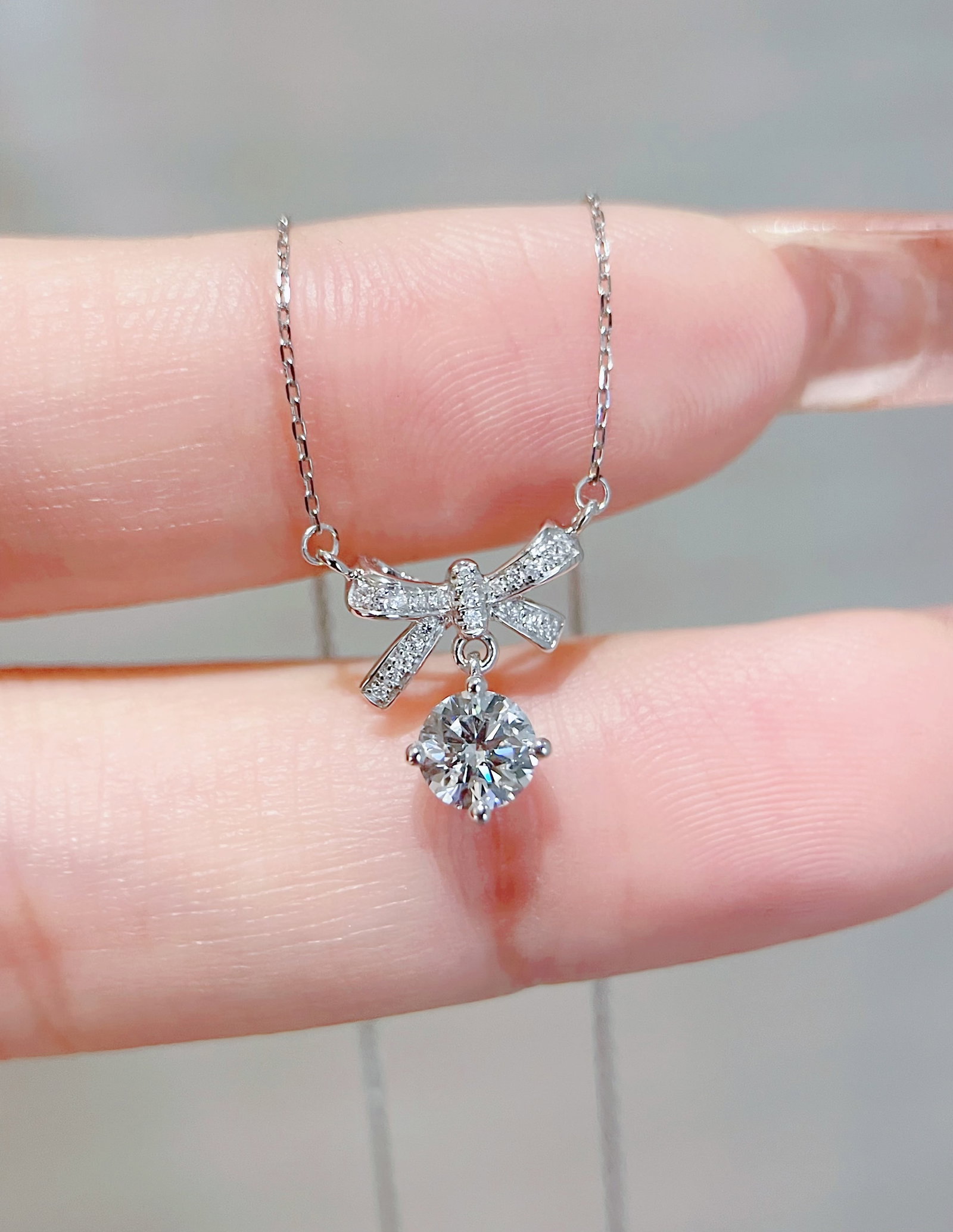 18K Gold Natural Cultured Diamond Necklace - 4