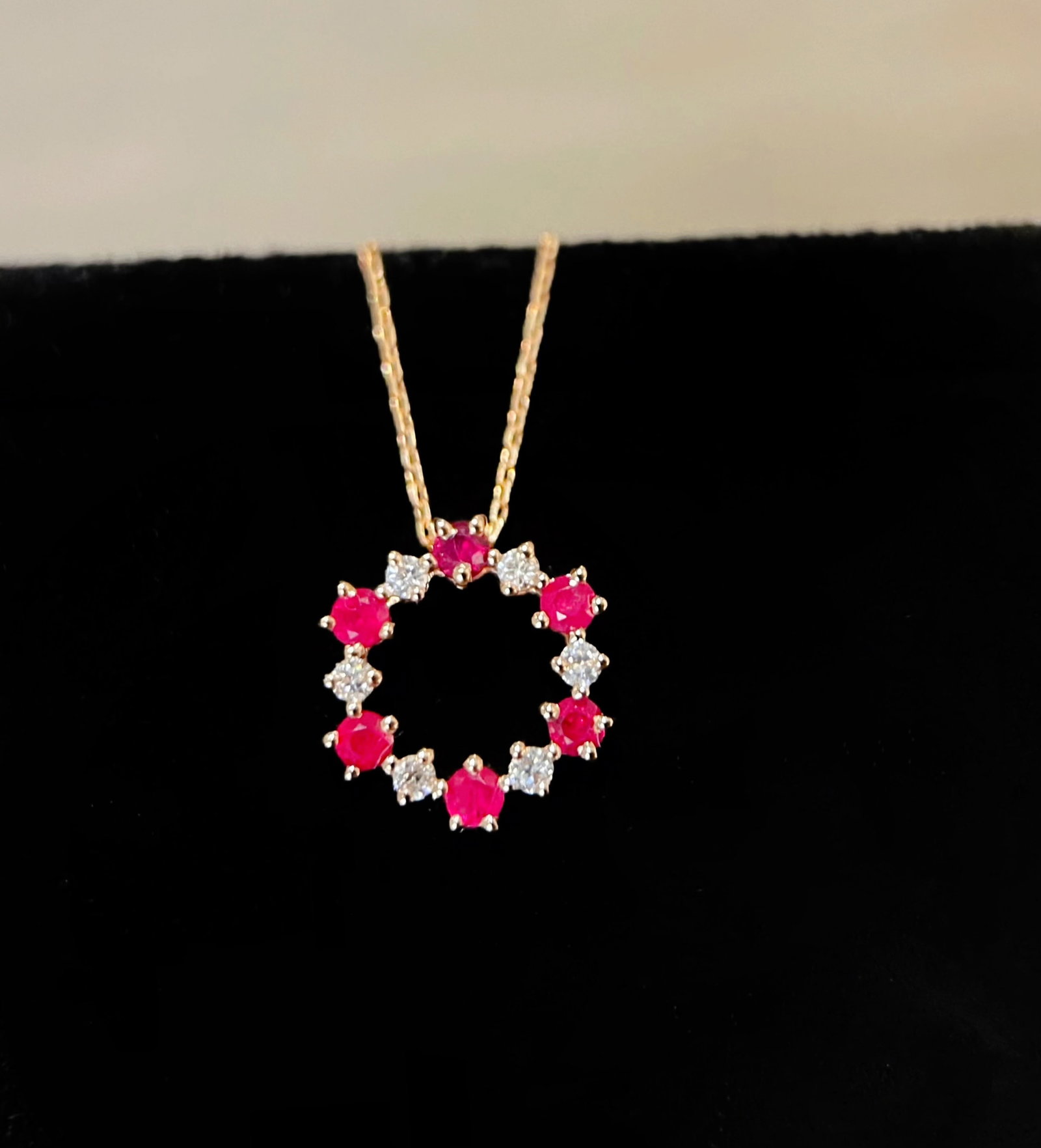 18K Gold Natural Ruby Diamond Necklace - 3