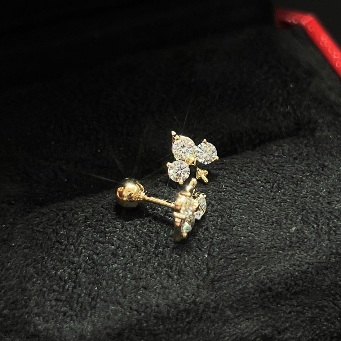 18K Gold Natural Cultivated Diamond Earrings - 2