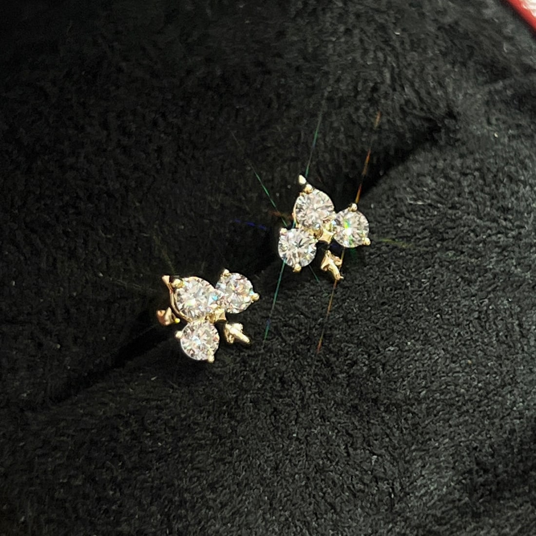 18K Gold Natural Cultivated Diamond Earrings - 3