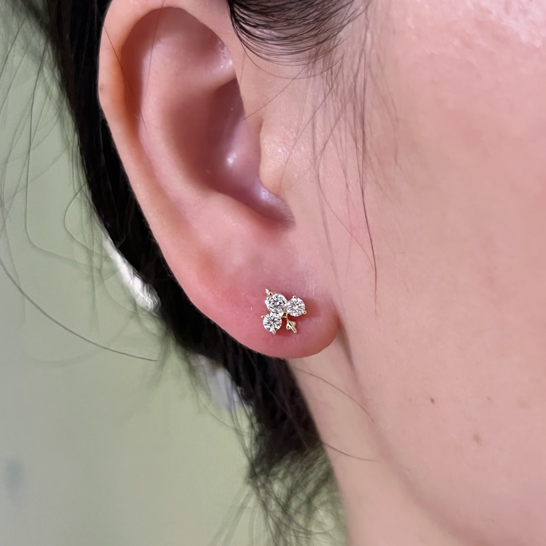 18K Gold Natural Cultivated Diamond Earrings - 6