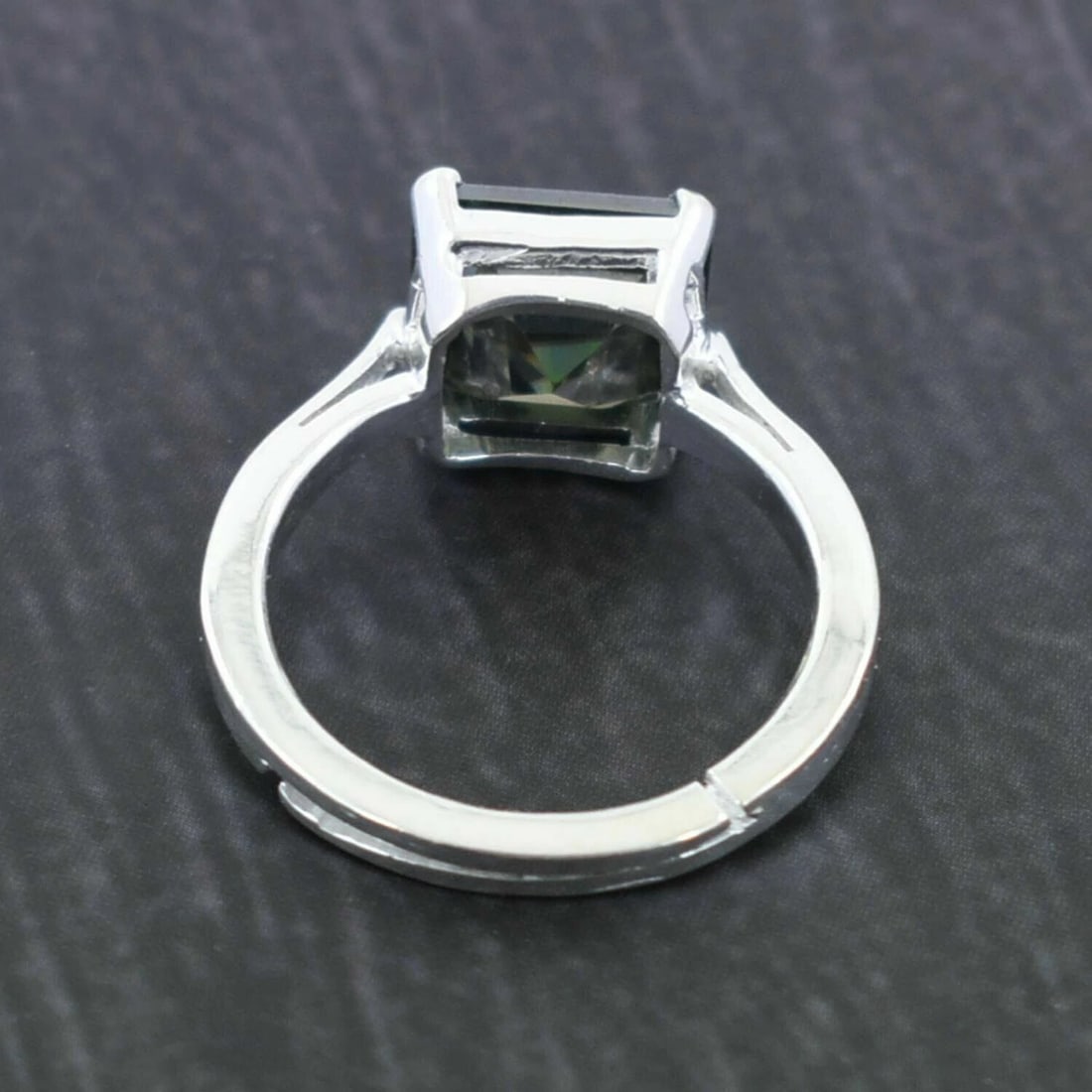 Hand Made Sterling Silver Princess Cut Blue Diamond Ring 3.5 Cts - 5