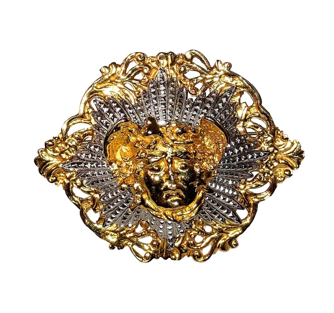 Judith Leiber Two Tone Medusa Pin Pendant - 2