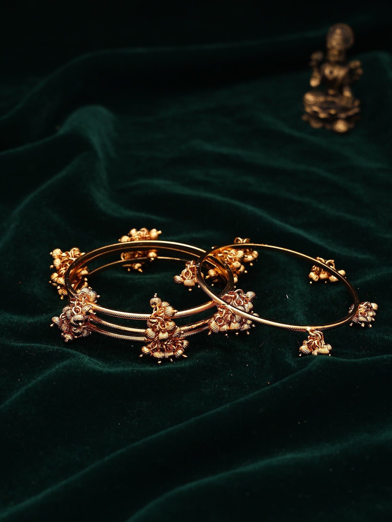 Gold Tone Kashmiri Ghungroo Bangle Set (Pack of 4) - 2