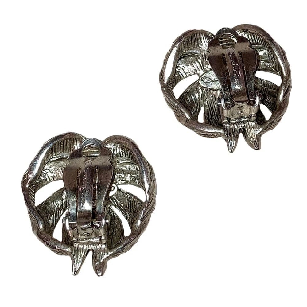 Oscar de la Renta Silver Tone Flower Earrings - 7