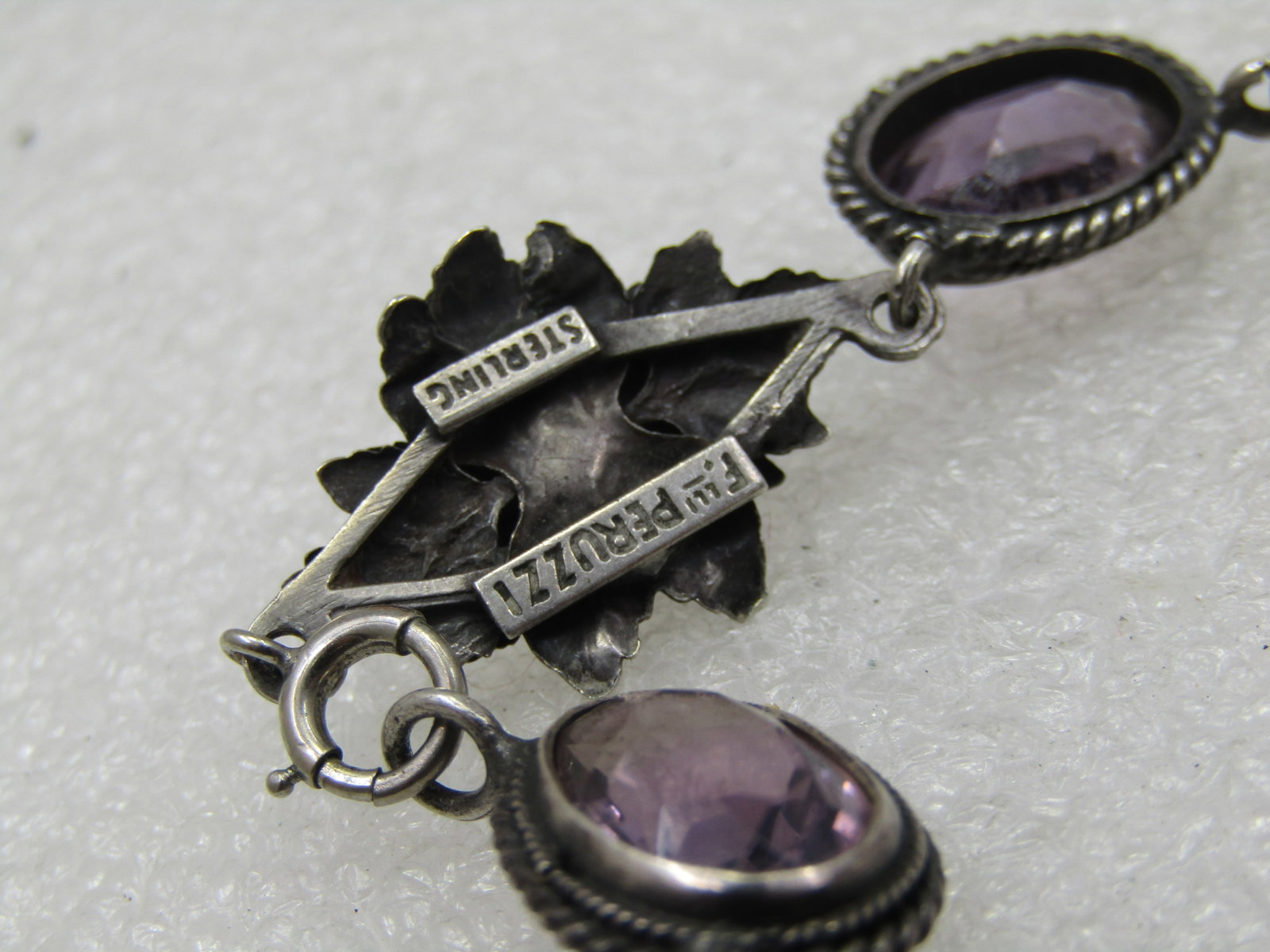 Vintage Sterling Amethyst Floral Necklace, Signed Fratelli Peruzzi, Italy. 16.5", 1940's-1950's - 8