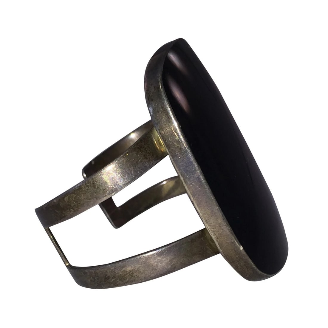 Massive Black Onyx Sterling Silver Statement Cuff Bracelet - 3
