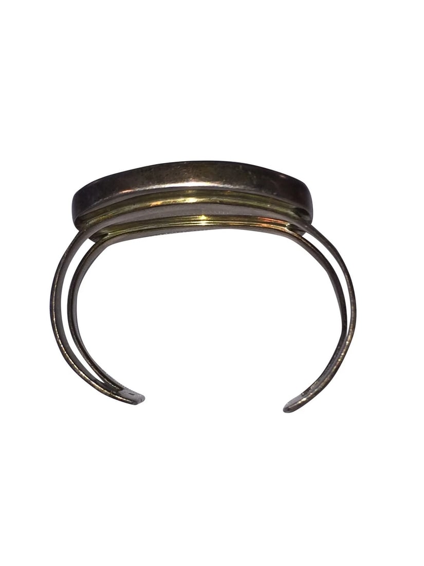 Massive Black Onyx Sterling Silver Statement Cuff Bracelet - 6