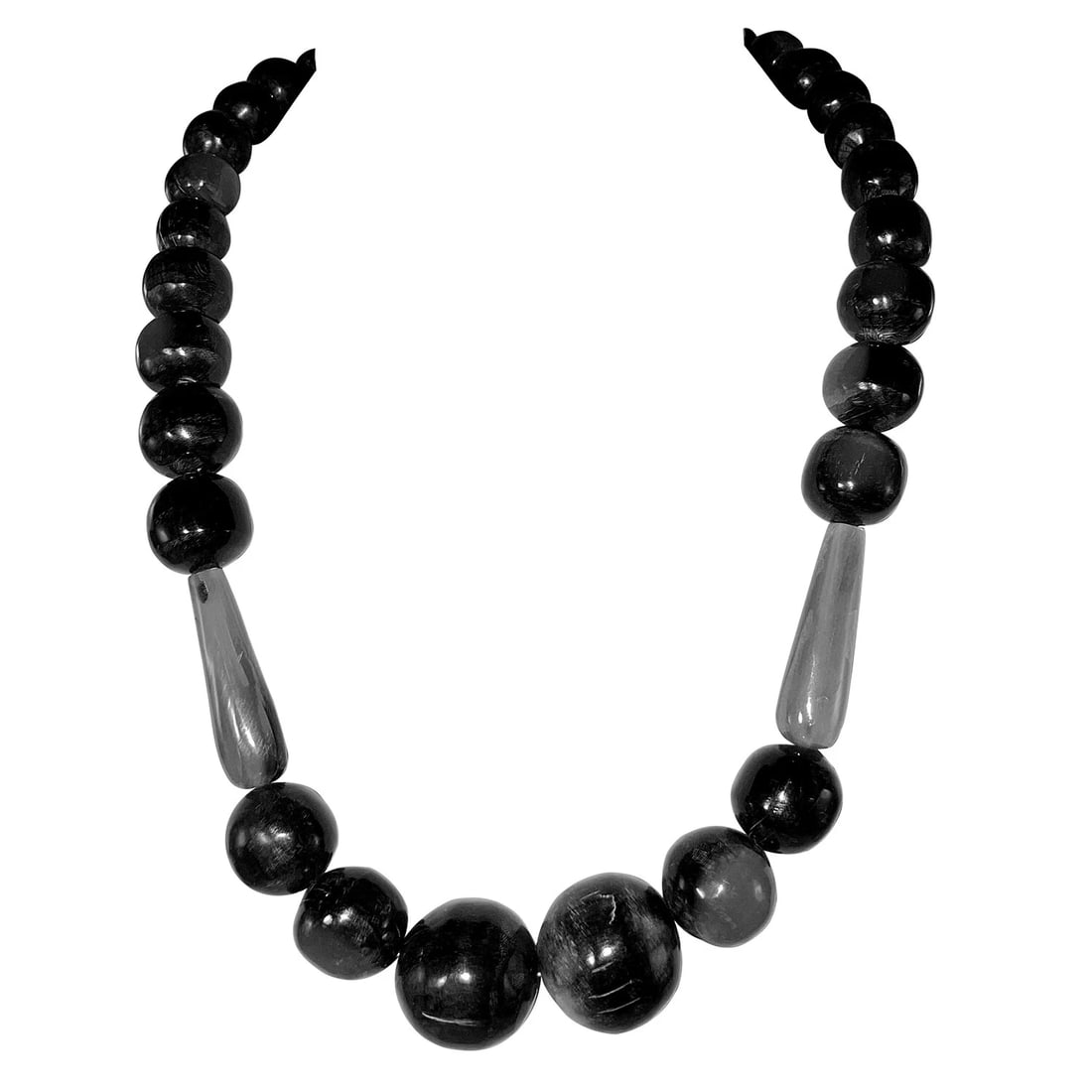 Mexican Artisan Bull Horn Round and Tapered Bead Necklace - 2