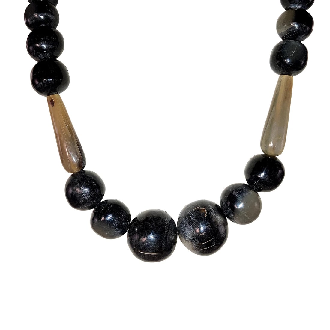 Mexican Artisan Bull Horn Round and Tapered Bead Necklace - 3