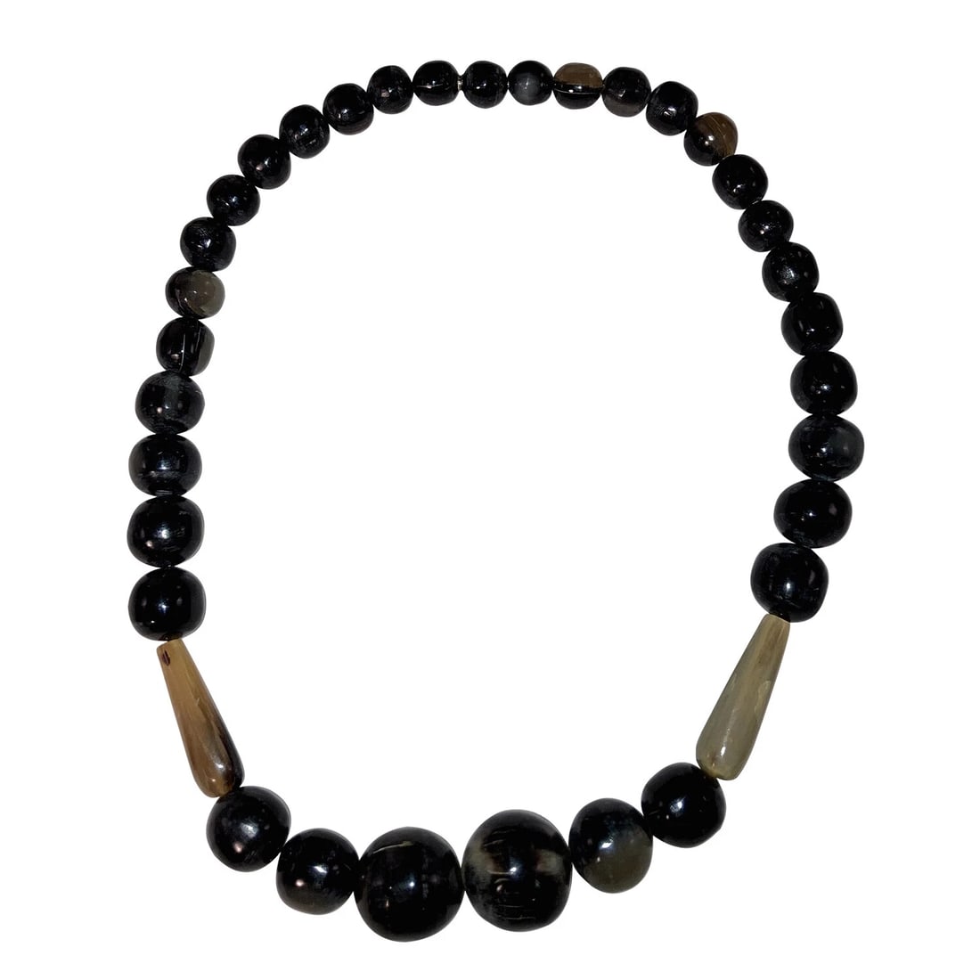 Mexican Artisan Bull Horn Round and Tapered Bead Necklace - 4