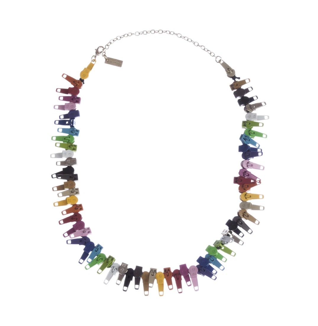 Marc Jacobs Multi color Zipper Necklace: Title:Marc Jacobs Multi color Zipper Necklace Description:Amazing Marc Jacobs zipper statement necklace. Circa, 1990’s. Necklace measures 18” long with a 4” long extender. Zippers
