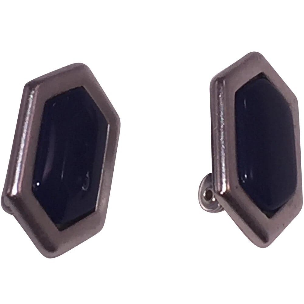 Yves Saint Laurent Silver Tone and Blue Enamel Earrings - 4