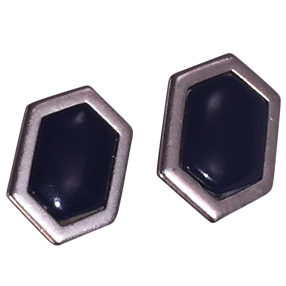 Yves Saint Laurent Silver Tone and Blue Enamel Earrings - 5