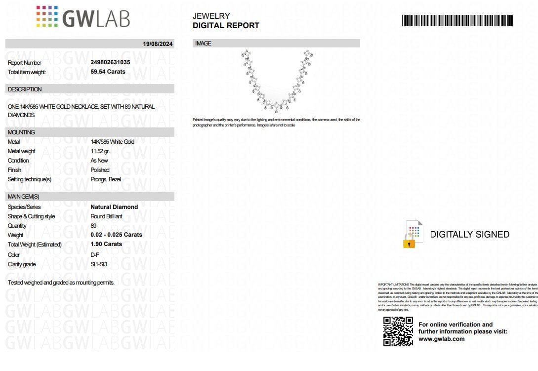 14 kt. White gold - Necklace with pendant - 2.45 ct Diamond - Diamonds - 4