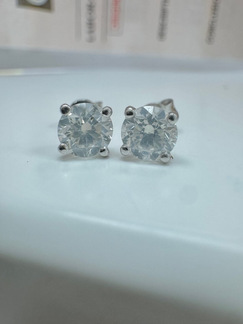 14kt. White gold - Earrings - 1.30 ct Diamond - Diamonds (1 of 3)