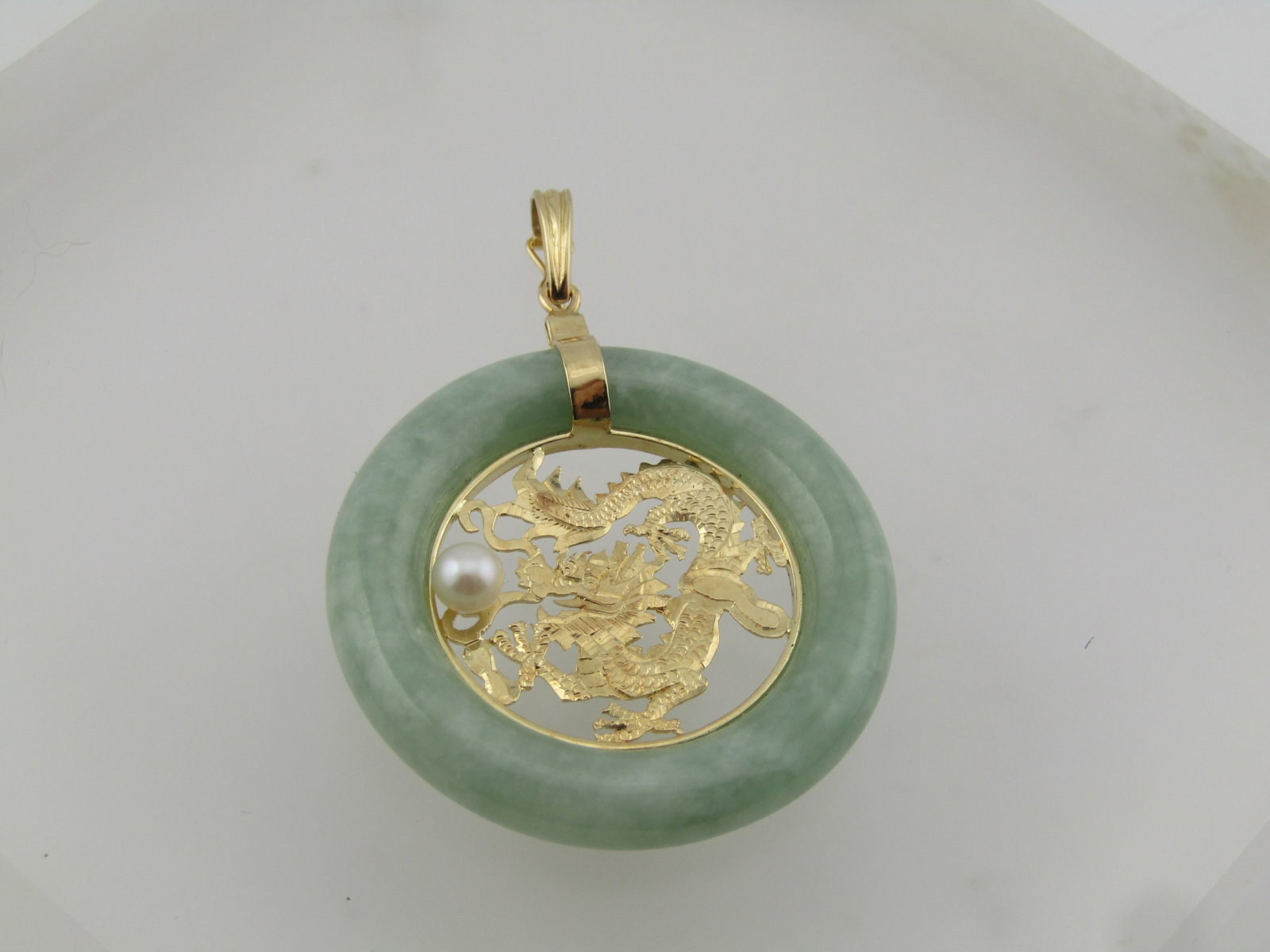 14kt Dragon and Pearl Donut Pendant, 1980's-1990's (1 of 7)