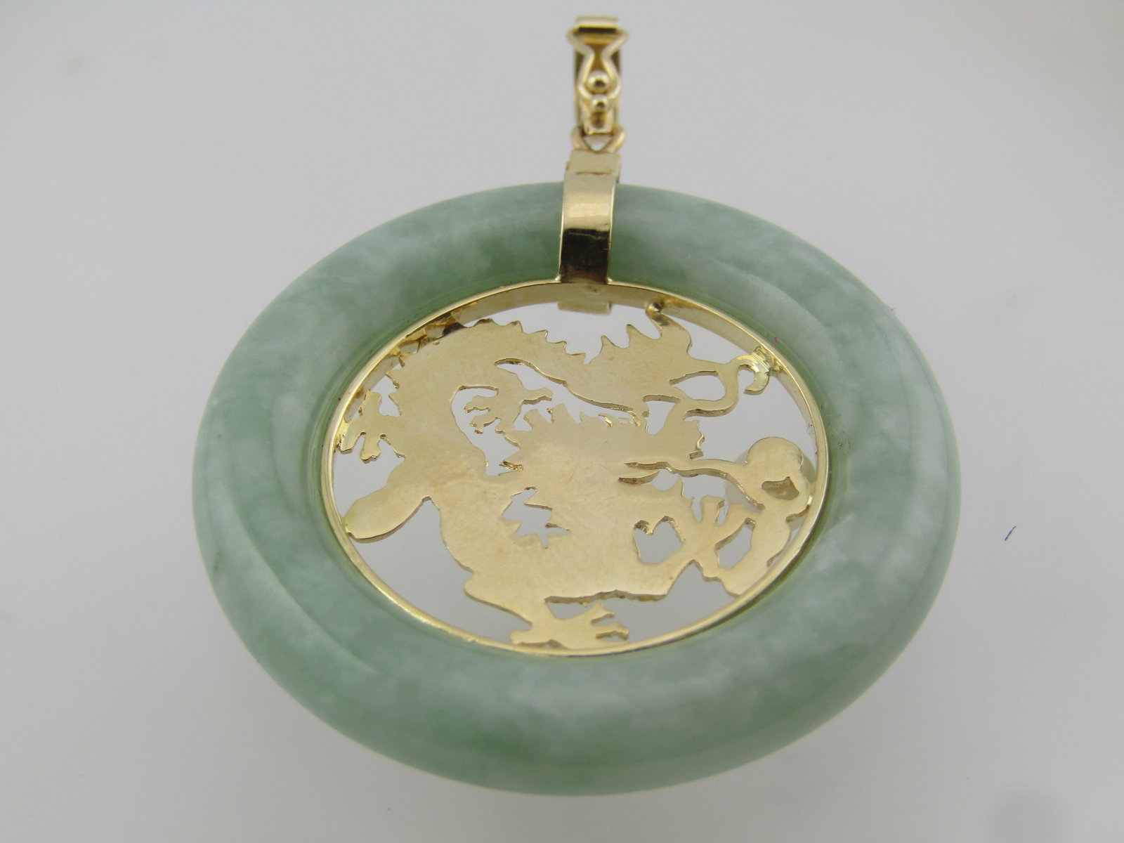 14kt Dragon and Pearl Donut Pendant, 1980's-1990's - 4