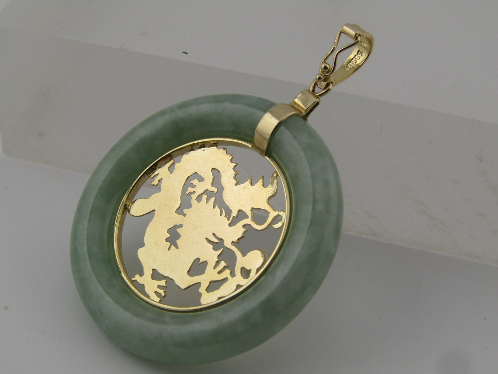 14kt Dragon and Pearl Donut Pendant, 1980's-1990's - 7
