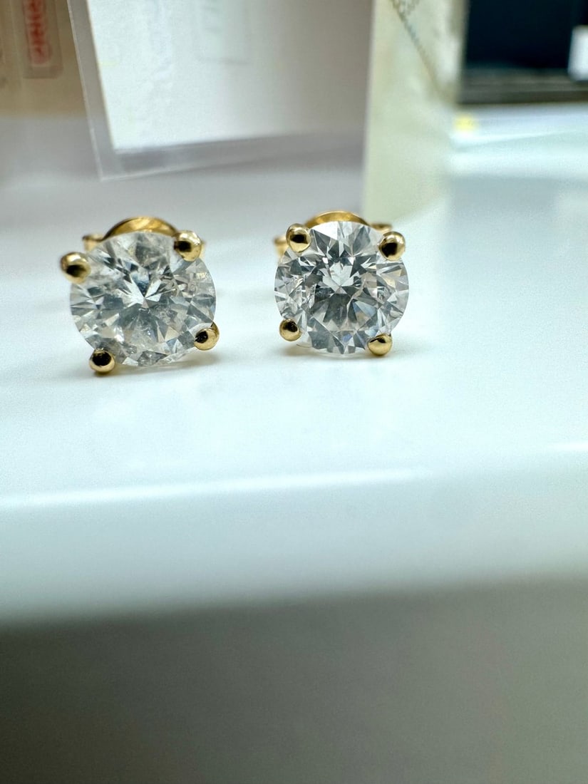 14kt. yellow gold - Earrings - 1.42 ct Diamond - Diamonds (1 of 3)