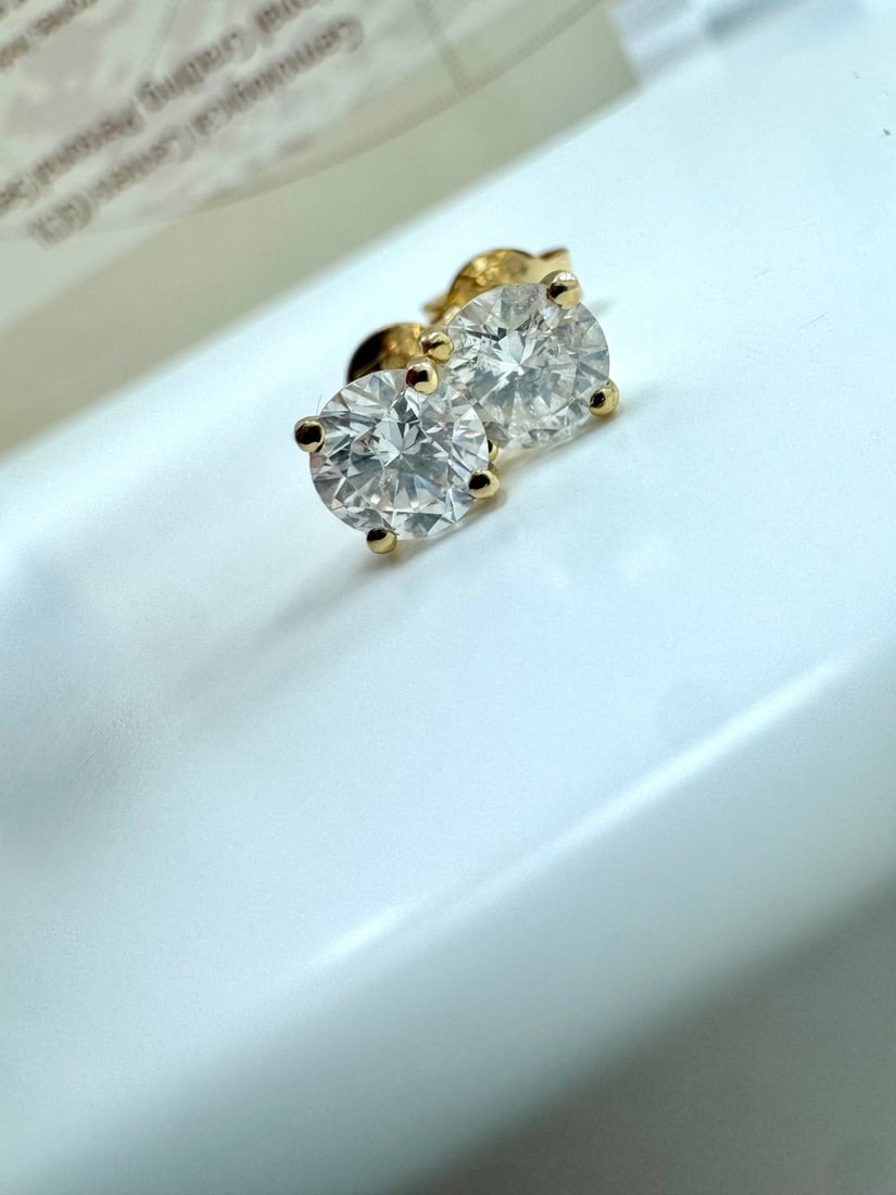 14kt. yellow gold - Earrings - 1.42 ct Diamond - Diamonds - 2