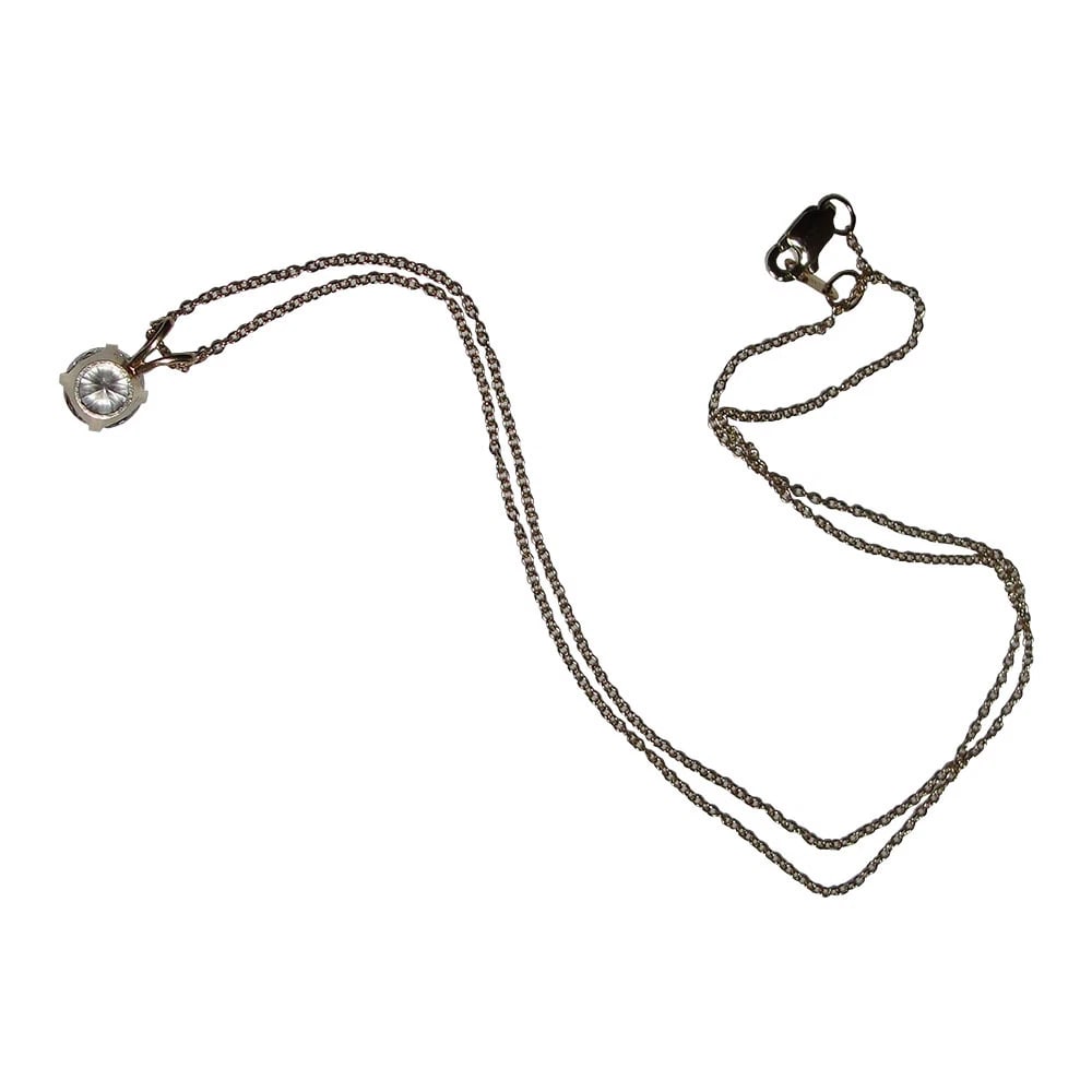 14 kt Yellow Gold Solitaire Simulated Diamond Necklace - 5