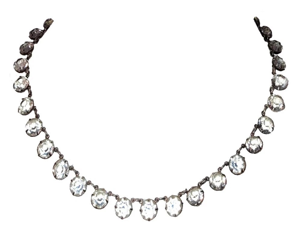 Art Deco Prong Set French Paste Sterling Silver Eternity Necklace (1 of 6)