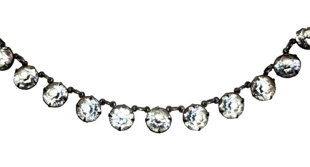Art Deco Prong Set French Paste Sterling Silver Eternity Necklace - 3