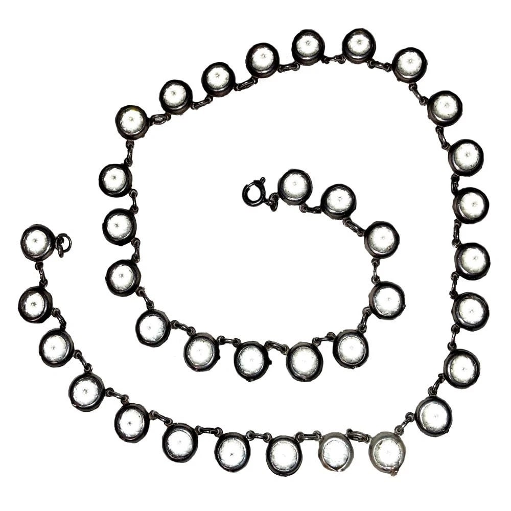Art Deco Prong Set French Paste Sterling Silver Eternity Necklace - 5