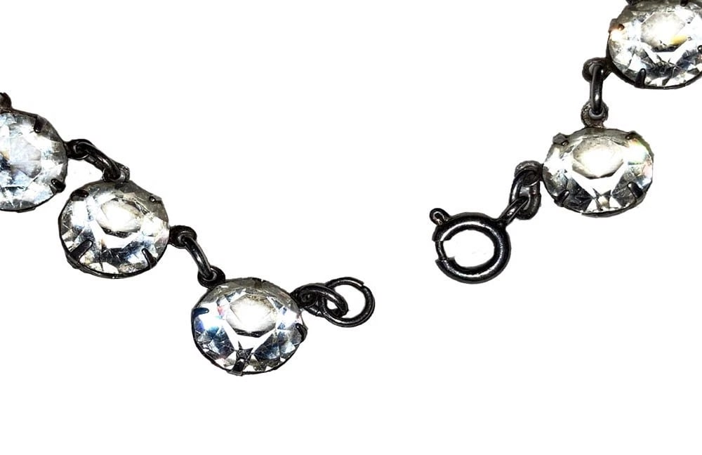 Art Deco Prong Set French Paste Sterling Silver Eternity Necklace - 6