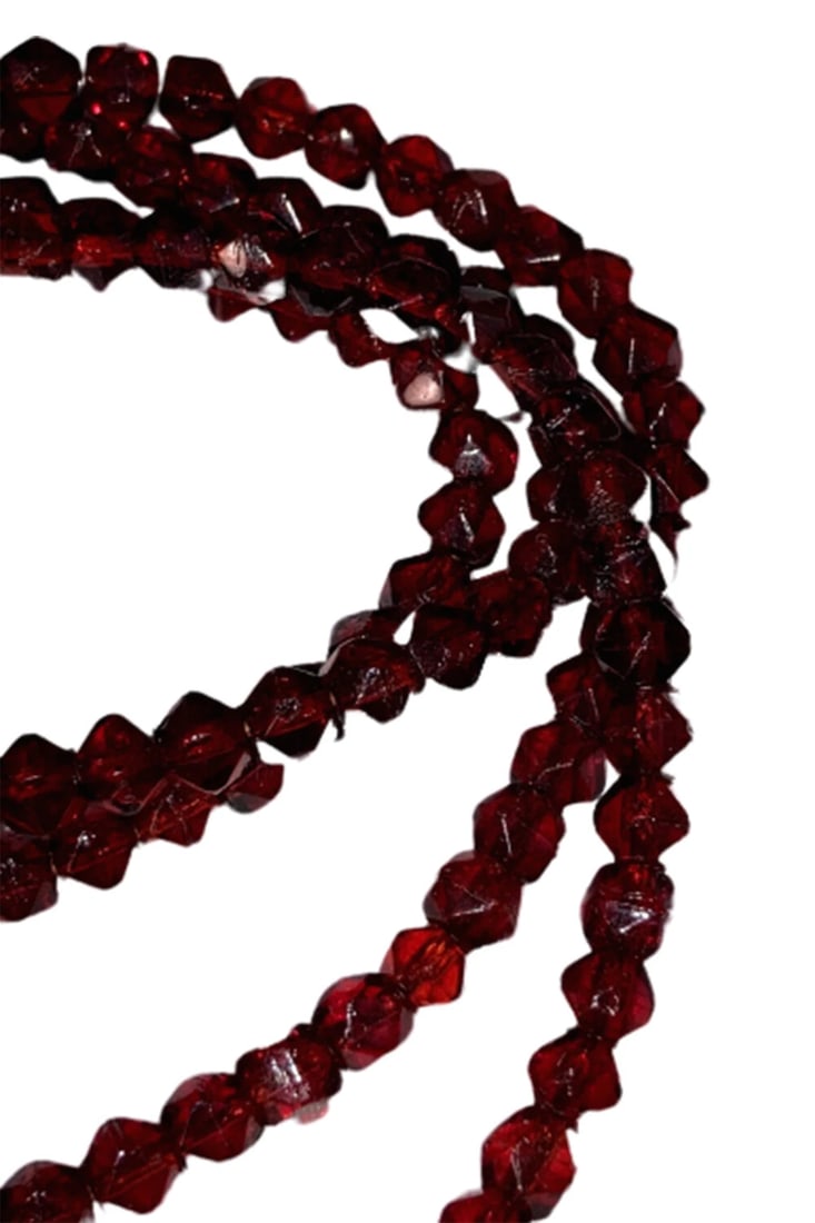 Art Deco Faceted Red Wine Glass Flapper Necklace - 5