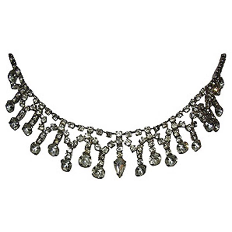 Rhinestone Fringe Bib Necklace - 3