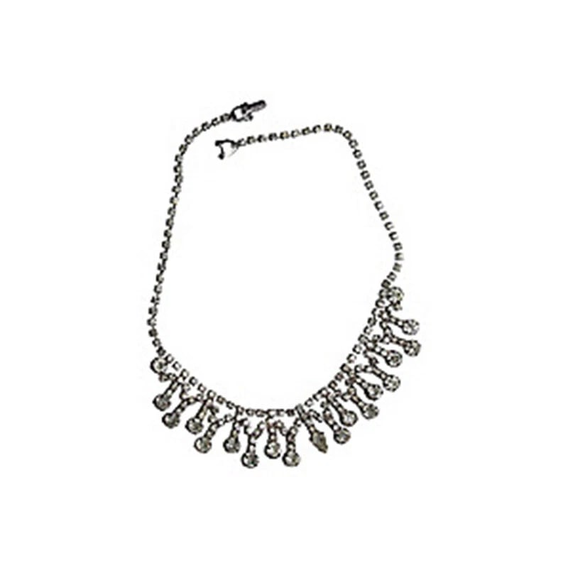 Rhinestone Fringe Bib Necklace - 4