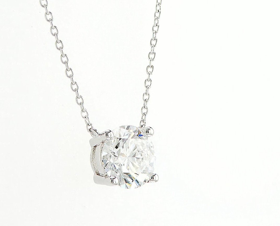 Pendant - 14 kt. White gold - 1.03ct. tw. Diamond (Lab-grown) - Diamond - 1.03CT E VVS - 2