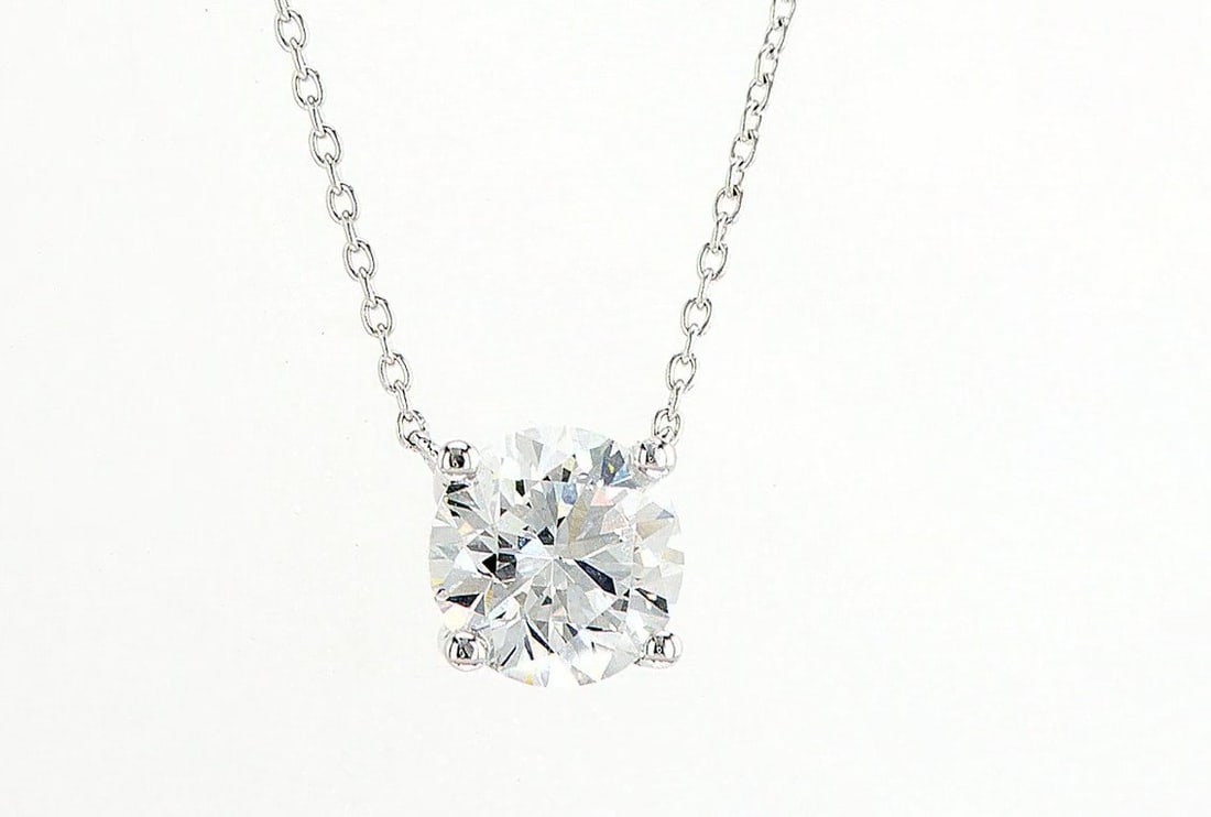 Pendant - 14 kt. White gold - 1.03ct. tw. Diamond (Lab-grown) - Diamond - 1.03CT E VVS - 3