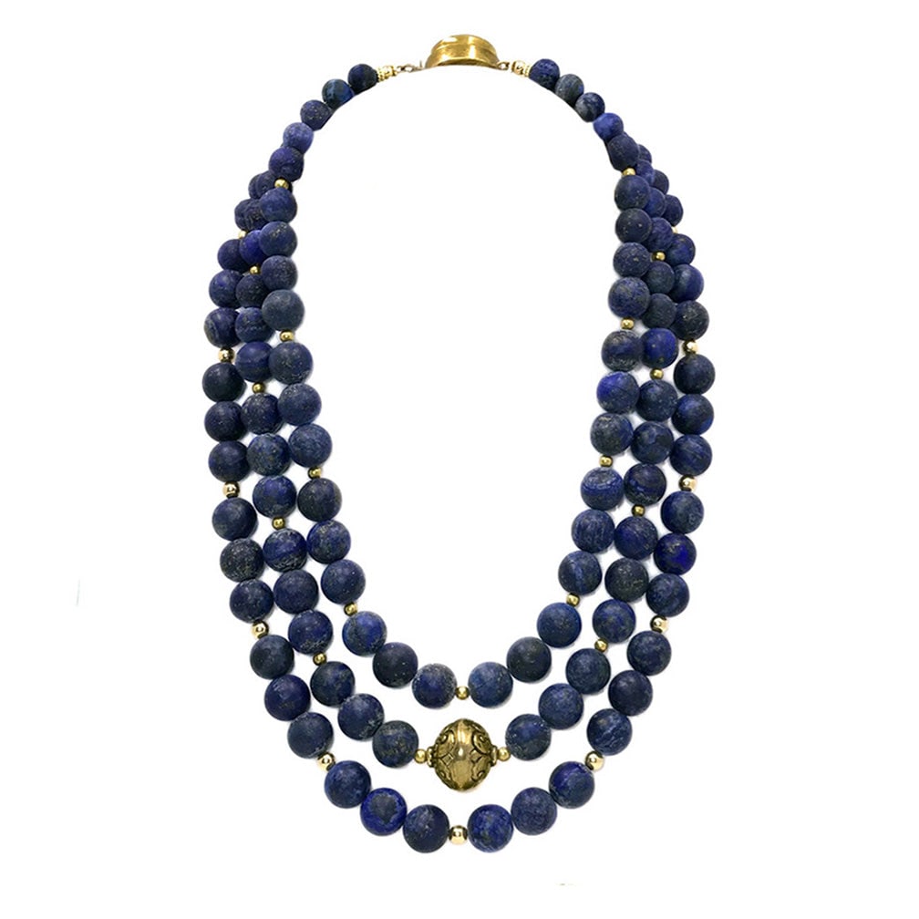 Lapis Lazuli Triple Strand Necklace - 2