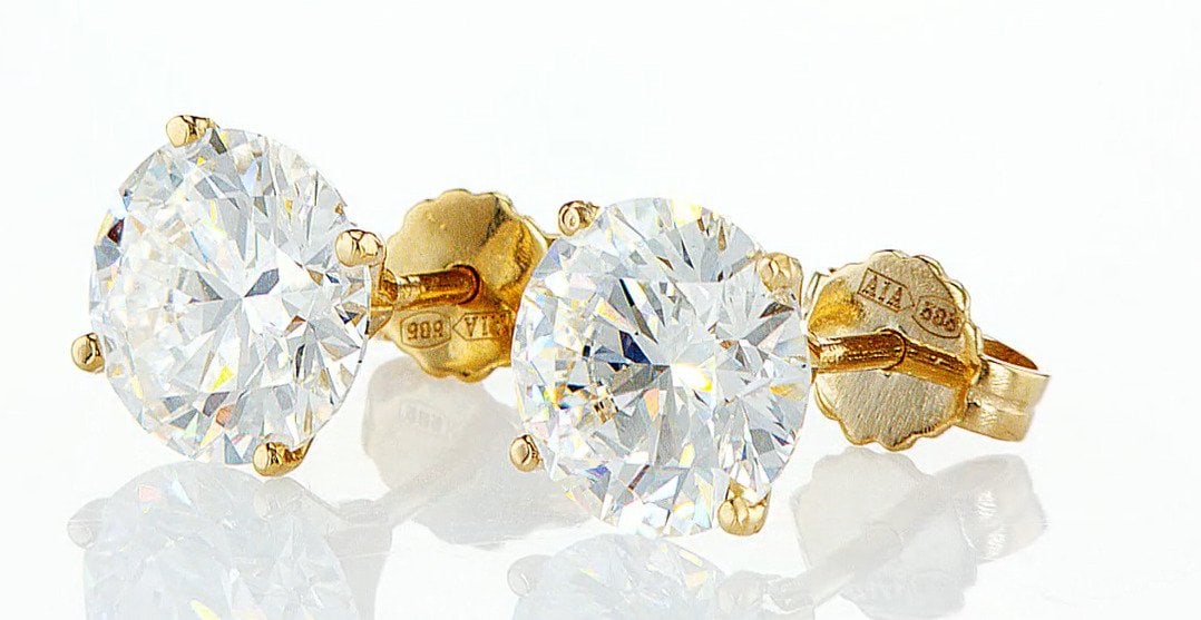 Earrings - 14 kt. Yellow gold - 3.05ct. tw. Diamond (Lab-grown) - E VVS2 3.05CT - 3