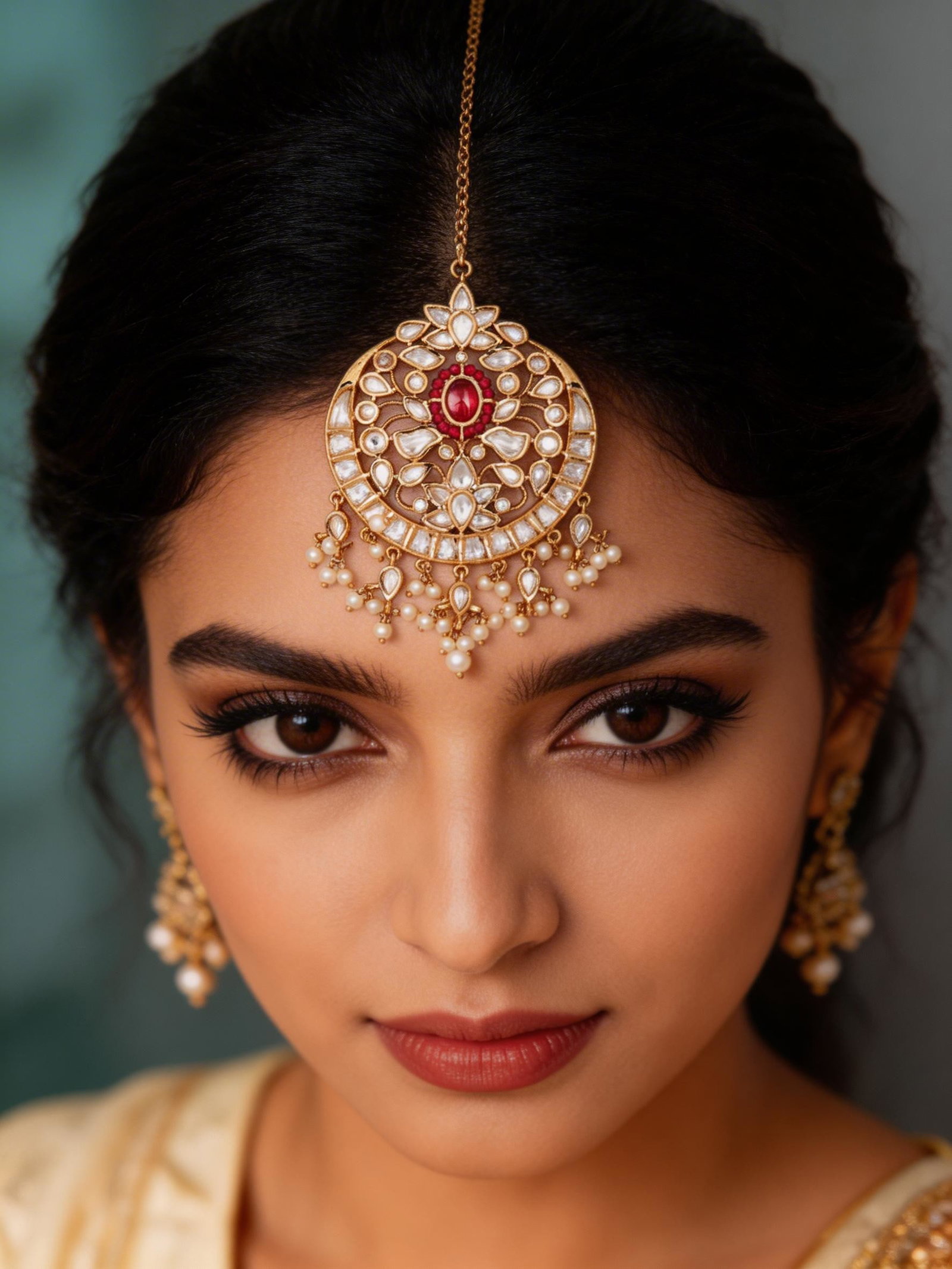 Floral Design Polki Stone Studded Pearl Drop Maang Tikka: Title:Floral Design Polki Stone Studded Pearl Drop Maang Tikka Reference:itemcode : JA0242 Reserve: $68.00 Shipping: Domestic: Flat-rate of $12.00 to anywhere within the contiguous U.S.