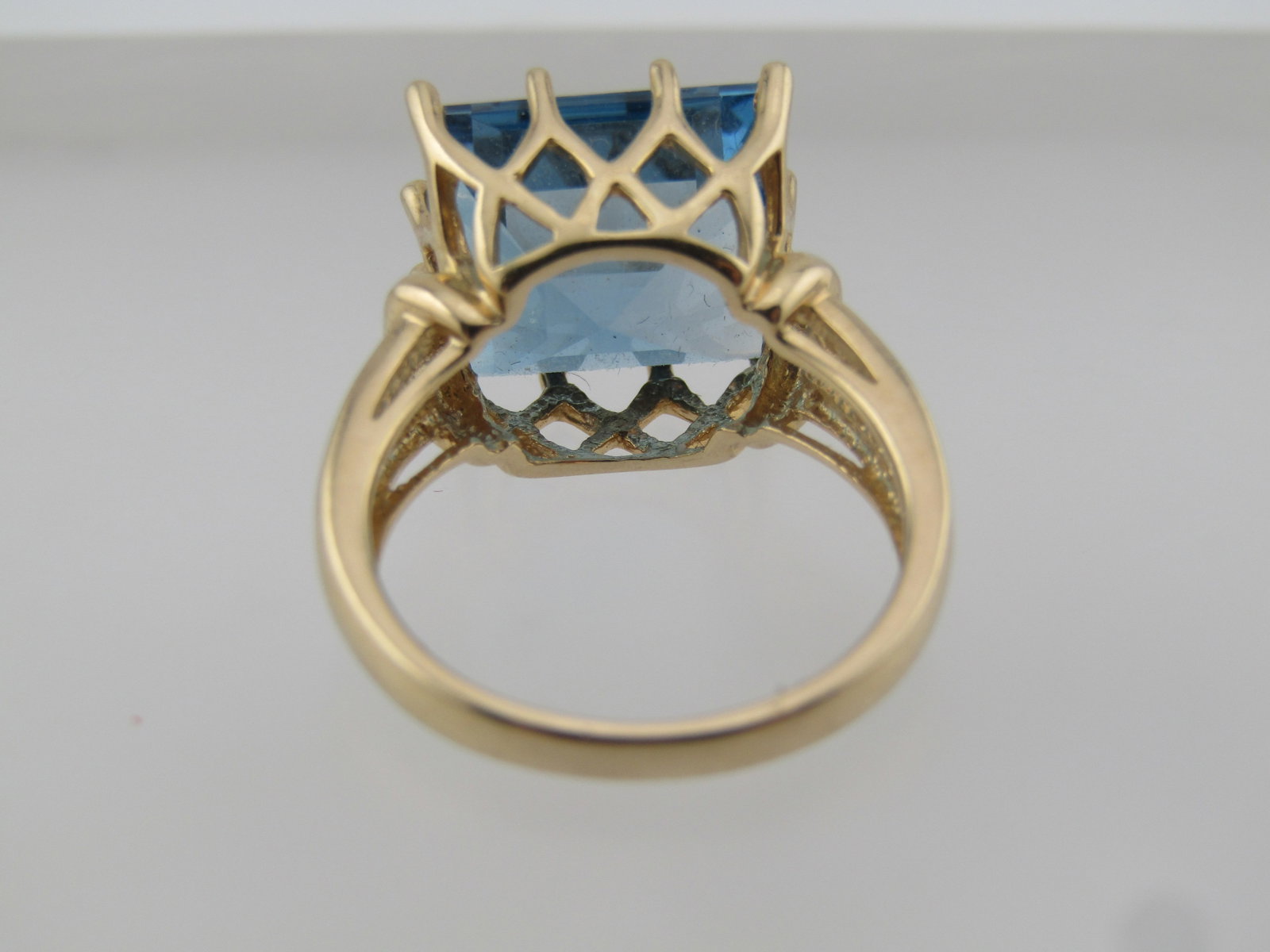 Vintage 10kt Blue Topaz Square Ring, Sz. 6, 7.8 CTW, Signed MEDA - 5